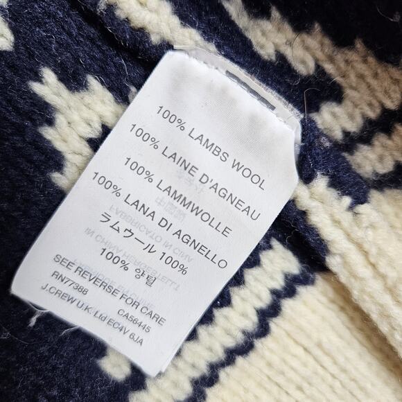 J.Crew Lambswool Womens S Cardigan Sweater Fair Isle Knit Full Zip Nordic Chunky - Picture 11 of 15